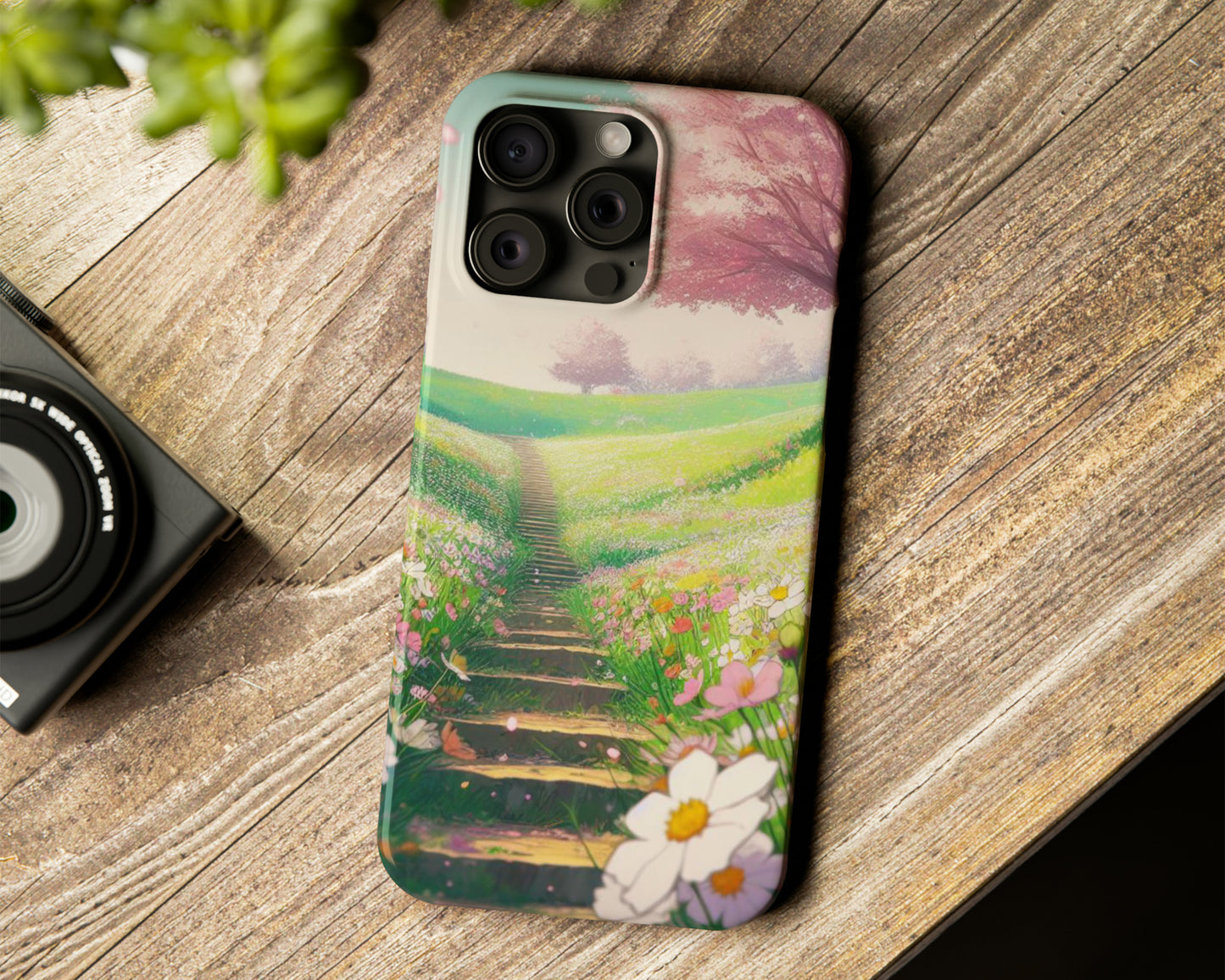 Flower fields in anime style iPhone case