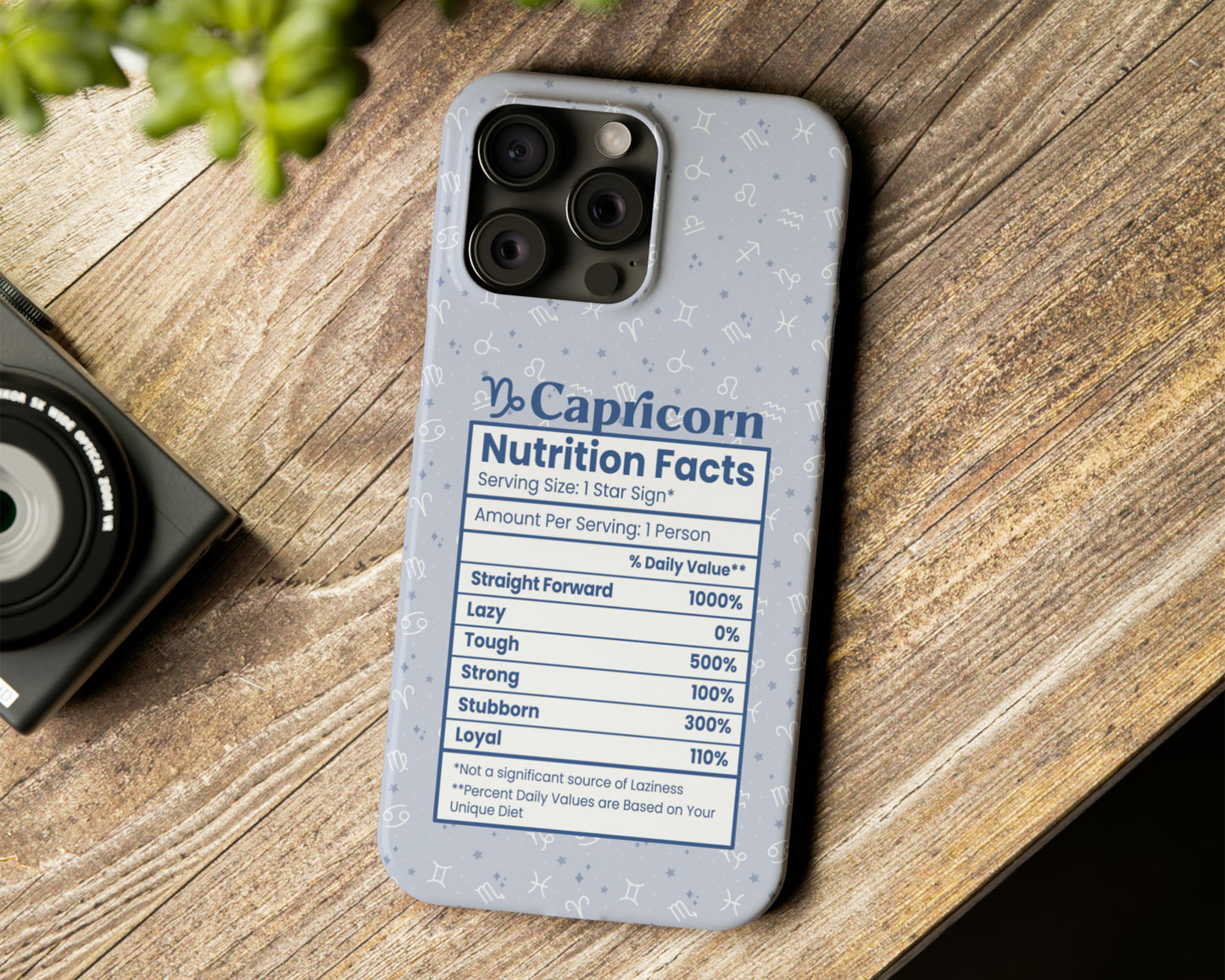 Capricorn Zodiac sign nutrition facts label iPhone case