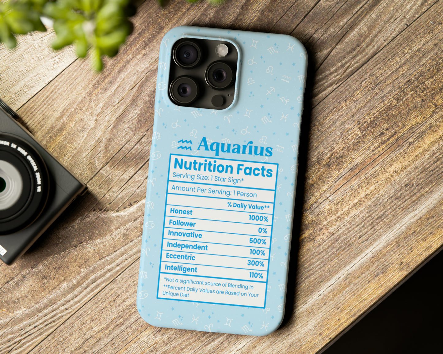 Aquarius Zodiac sign nutrition facts label iPhone case