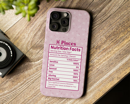 Pisces Zodiac sign nutrition facts label iPhone case