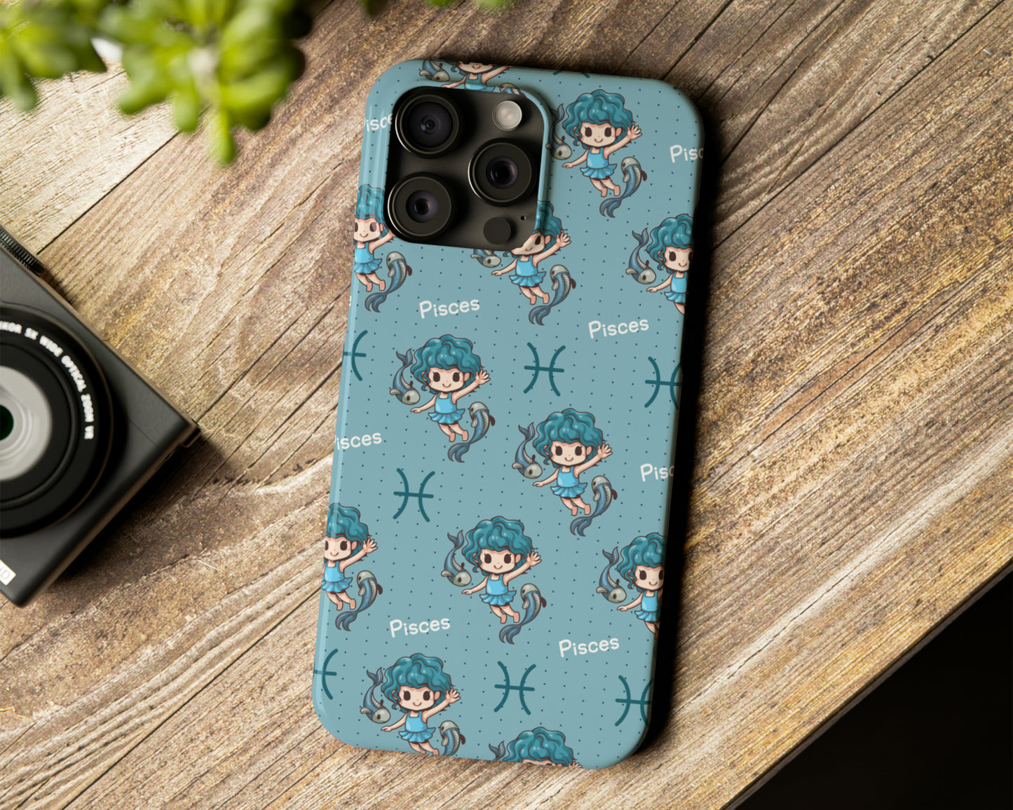 Pisces Zodiac sign cute cartoon girl iPhone case