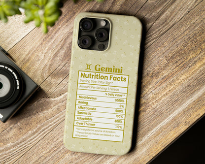 Gemini Zodiac sign nutrition facts label iPhone case