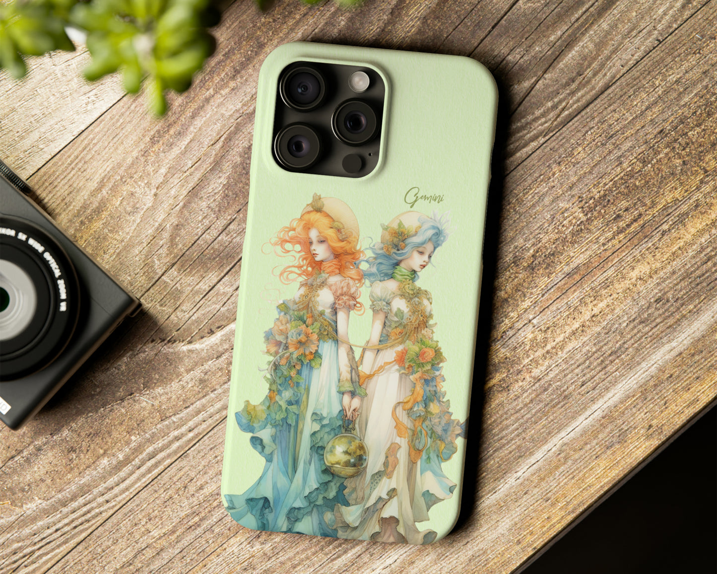 Gemini Zodiac sign watercolor Goddess iPhone case