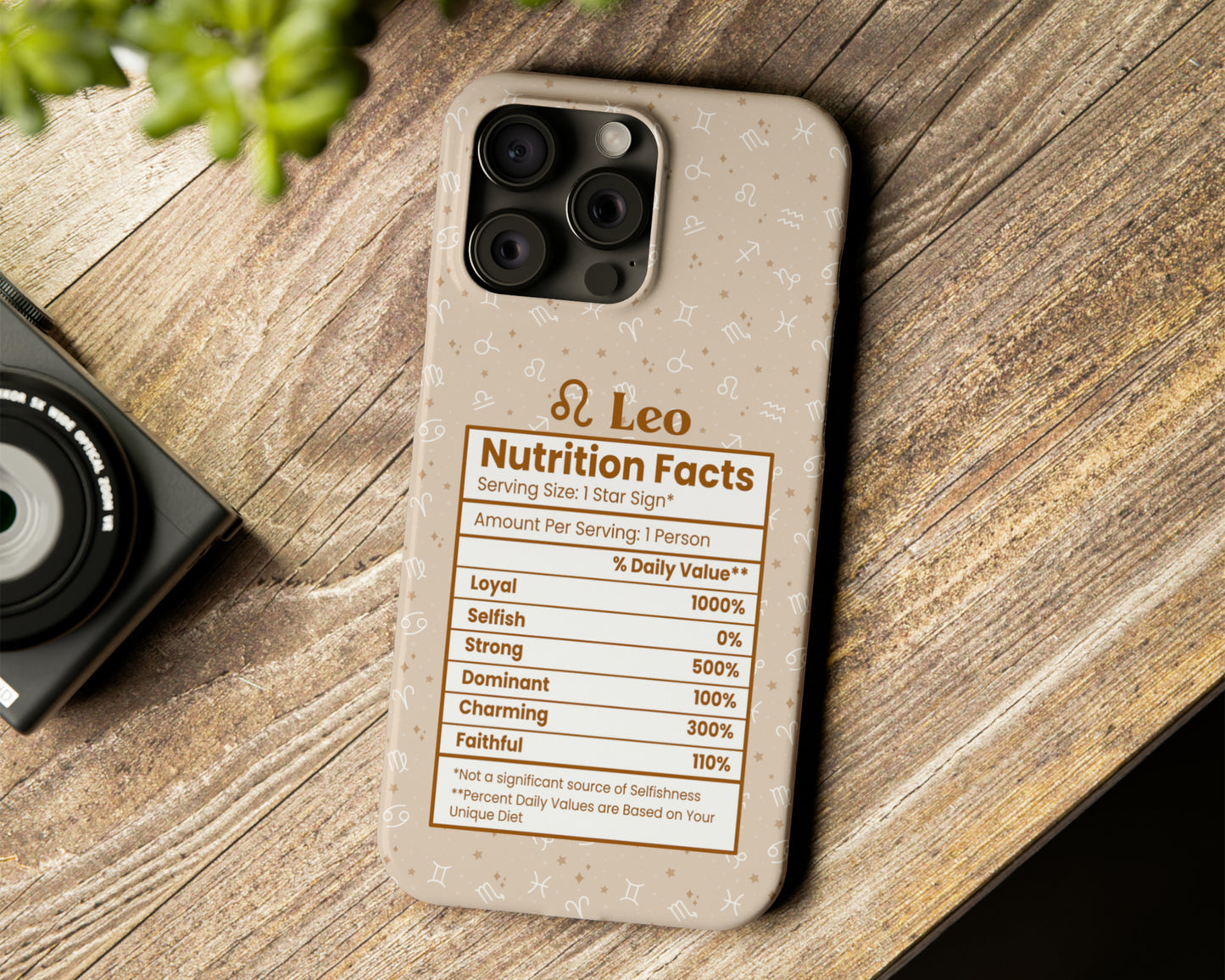 Leo Zodiac sign nutrition facts label iPhone case