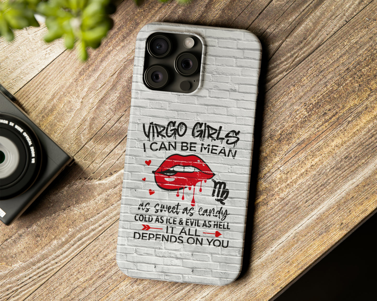 Virgo Zodiac sign Girls I can be mean black graffiti on white brick wall iPhone case