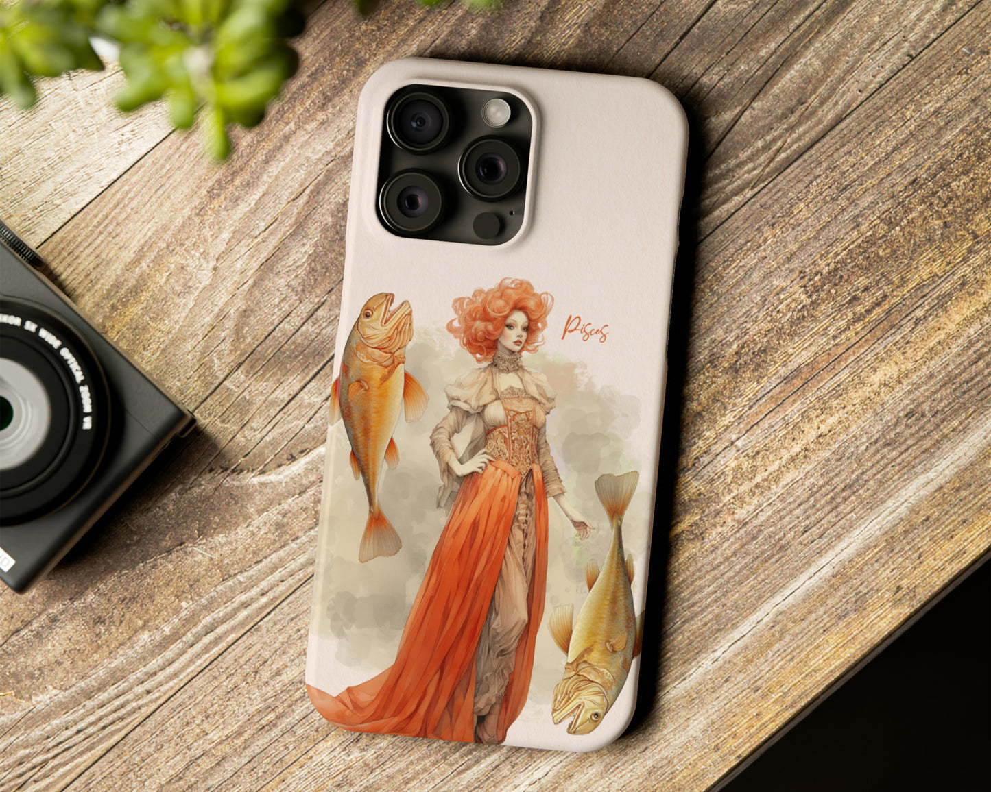 Pisces Zodiac sign watercolor Goddess iPhone case