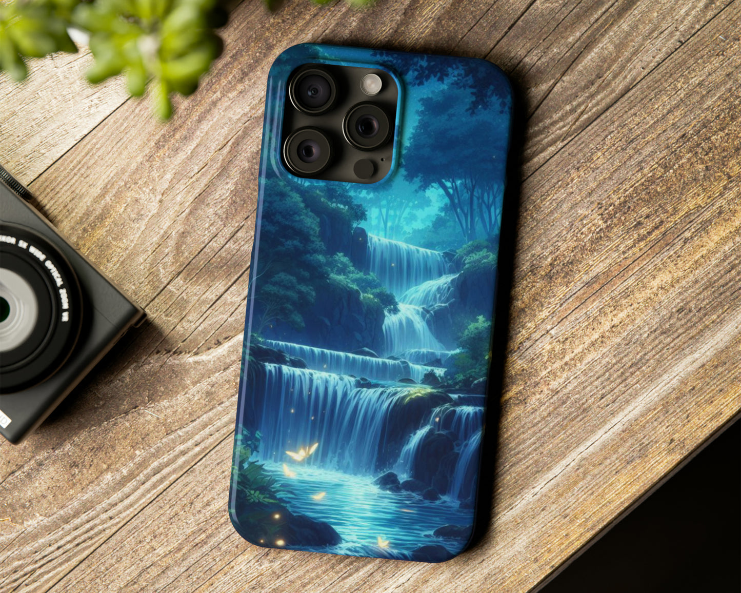 Waterfalls in anime style iPhone case