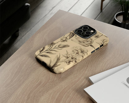 Vintage floral sketches iPhone case