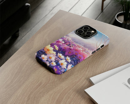 Flower fields in anime style iPhone case