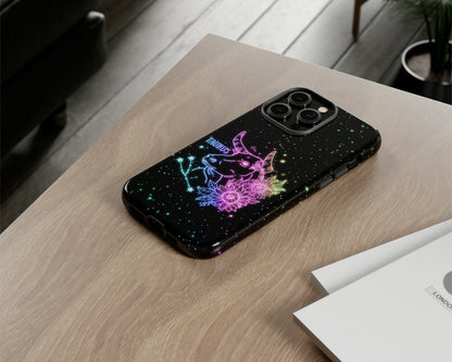 Taurus Zodiac sign glowing starry sky iPhone case