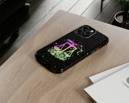 Libra Zodiac sign glowing starry sky iPhone case