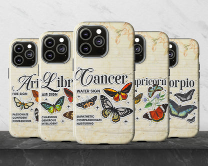 Zodiac sign vintage scrapbook with butterfly stickers iPhone case