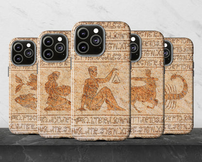 Sagittarius Zodiac ancient hieroglyphics on stone iPhone case