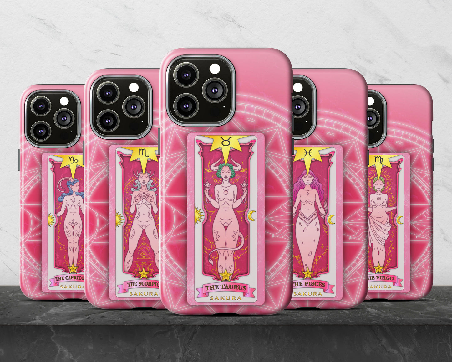 Libra Zodiac sign Sakura card on magic circle anime iPhone case