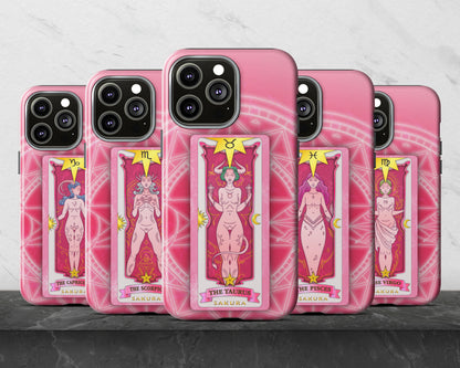 Cancer Zodiac sign Sakura card on magic circle anime iPhone case