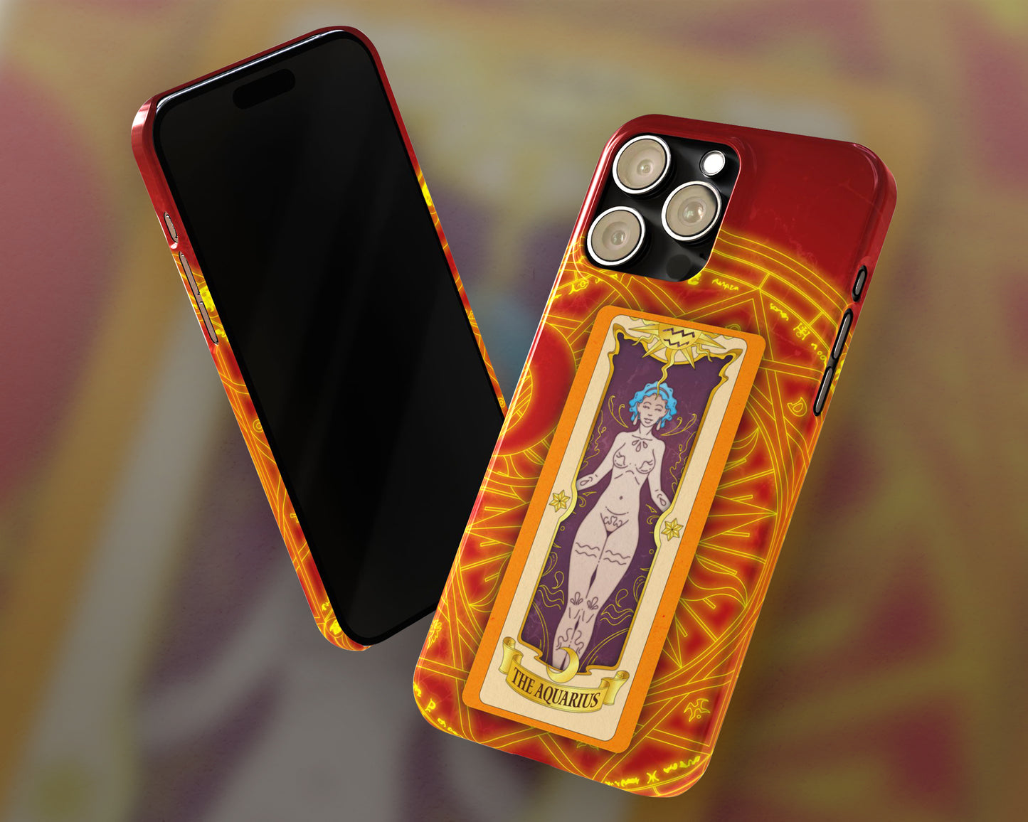 Aquarius Zodiac sign Clow card on magic circle anime iPhone case