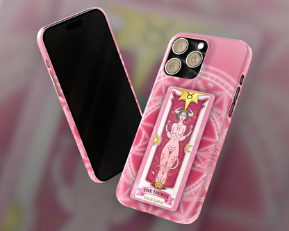 Taurus Zodiac sign Sakura card on magic circle anime iPhone case