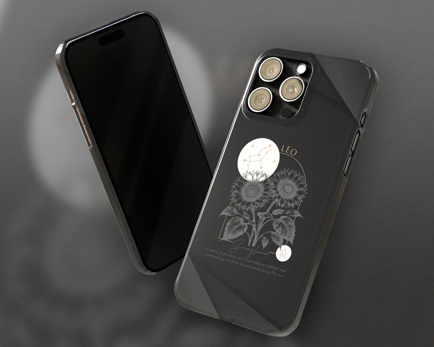 Leo Zodiac sign birth flowers on black papers iPhone case