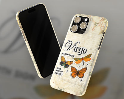 Virgo Zodiac sign vintage scrapbook with butterfly stickers iPhone case