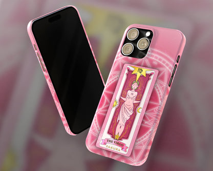 Virgo Zodiac sign Sakura card on magic circle anime iPhone case