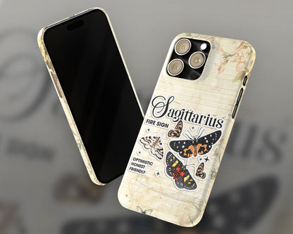 Sagittarius Zodiac sign vintage scrapbook with butterfly stickers iPhone case