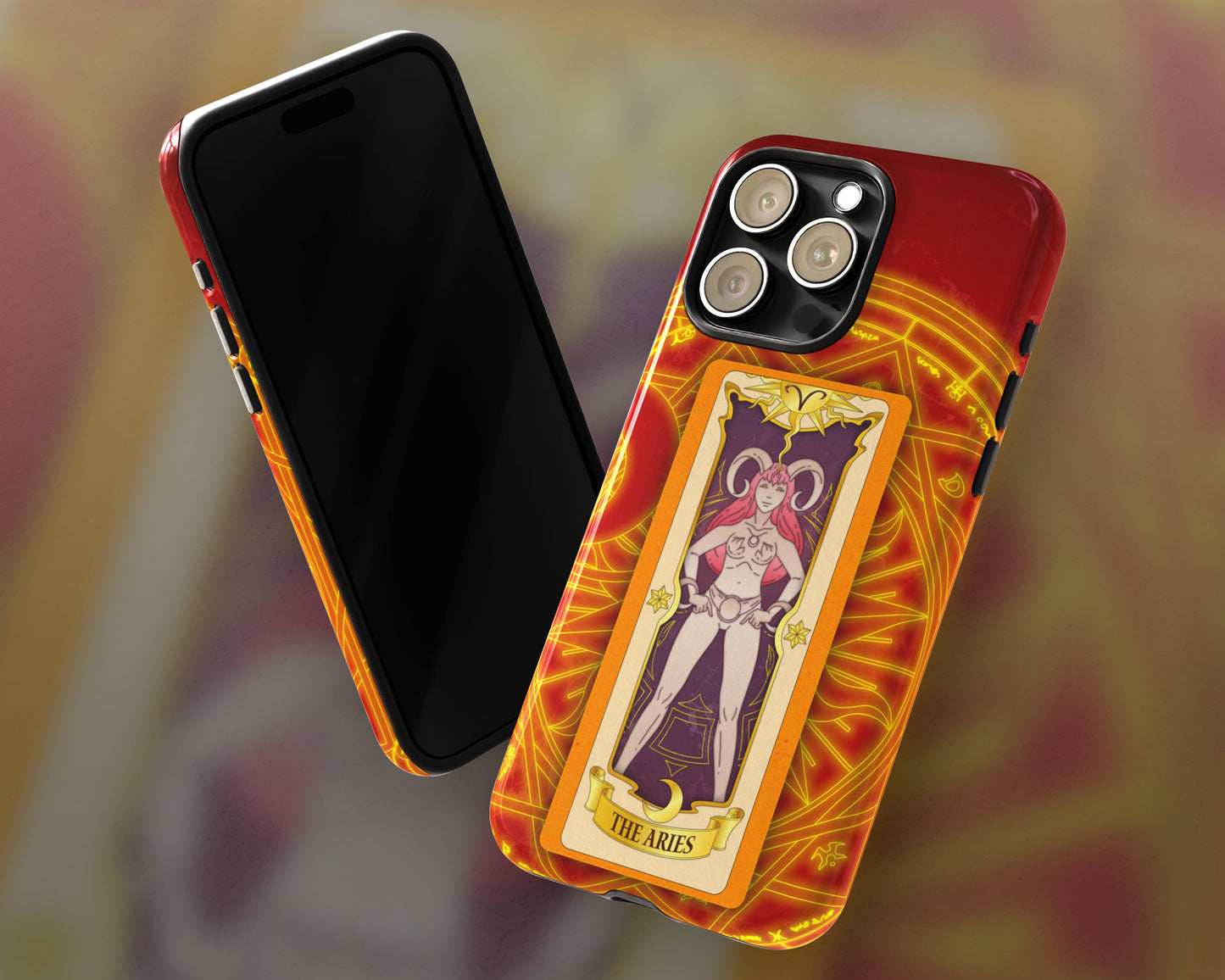 Aries Zodiac sign Clow card on magic circle anime iPhone case