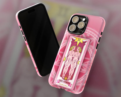 Gemini Zodiac sign Sakura card on magic circle anime iPhone case