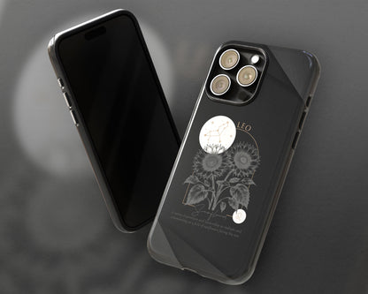 Leo Zodiac sign birth flowers on black papers iPhone case