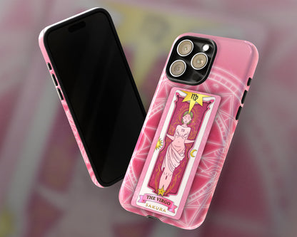 Virgo Zodiac sign Sakura card on magic circle anime iPhone case