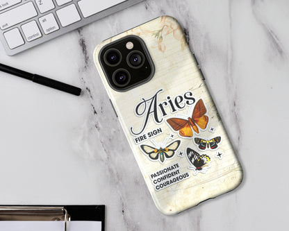 Aries Zodiac sign vintage scrapbook with butterfly stickers iPhone case