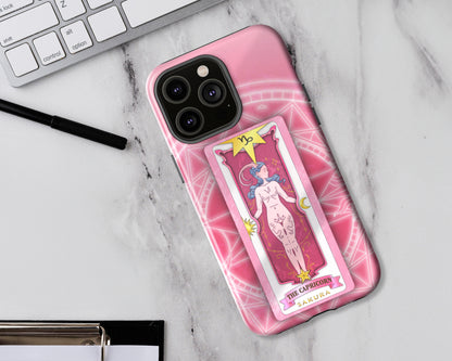 Capricorn Zodiac sign Sakura card on magic circle anime iPhone case