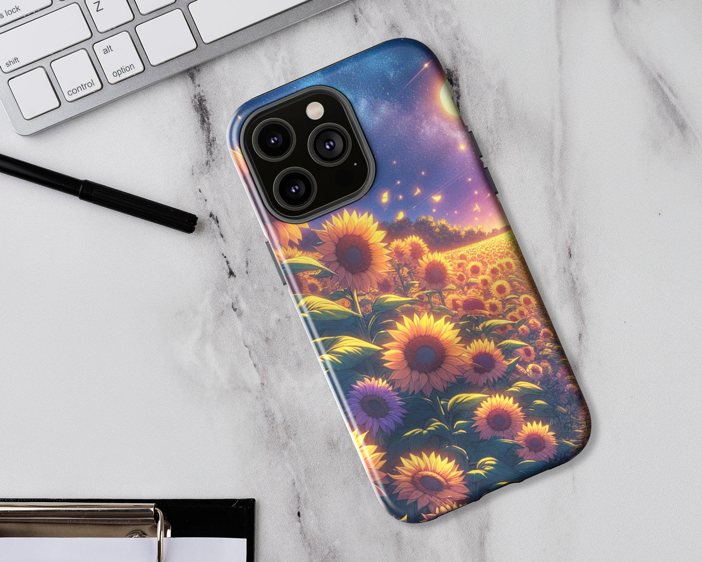 Sunflower fields in anime style iPhone case