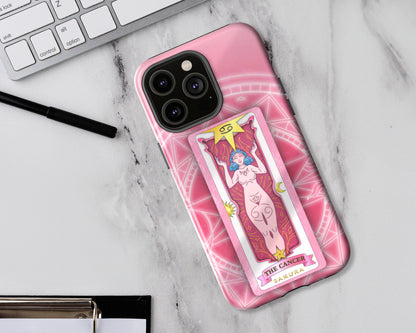 Cancer Zodiac sign Sakura card on magic circle anime iPhone case