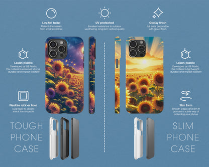 Sunflower fields in anime style iPhone case