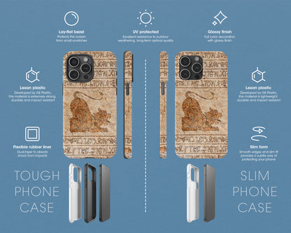 Leo Zodiac ancient hieroglyphics on stone iPhone case