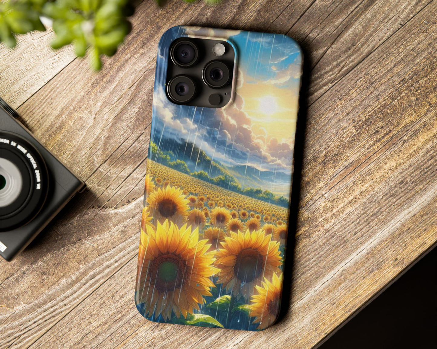 Sunflower fields in anime style iPhone case