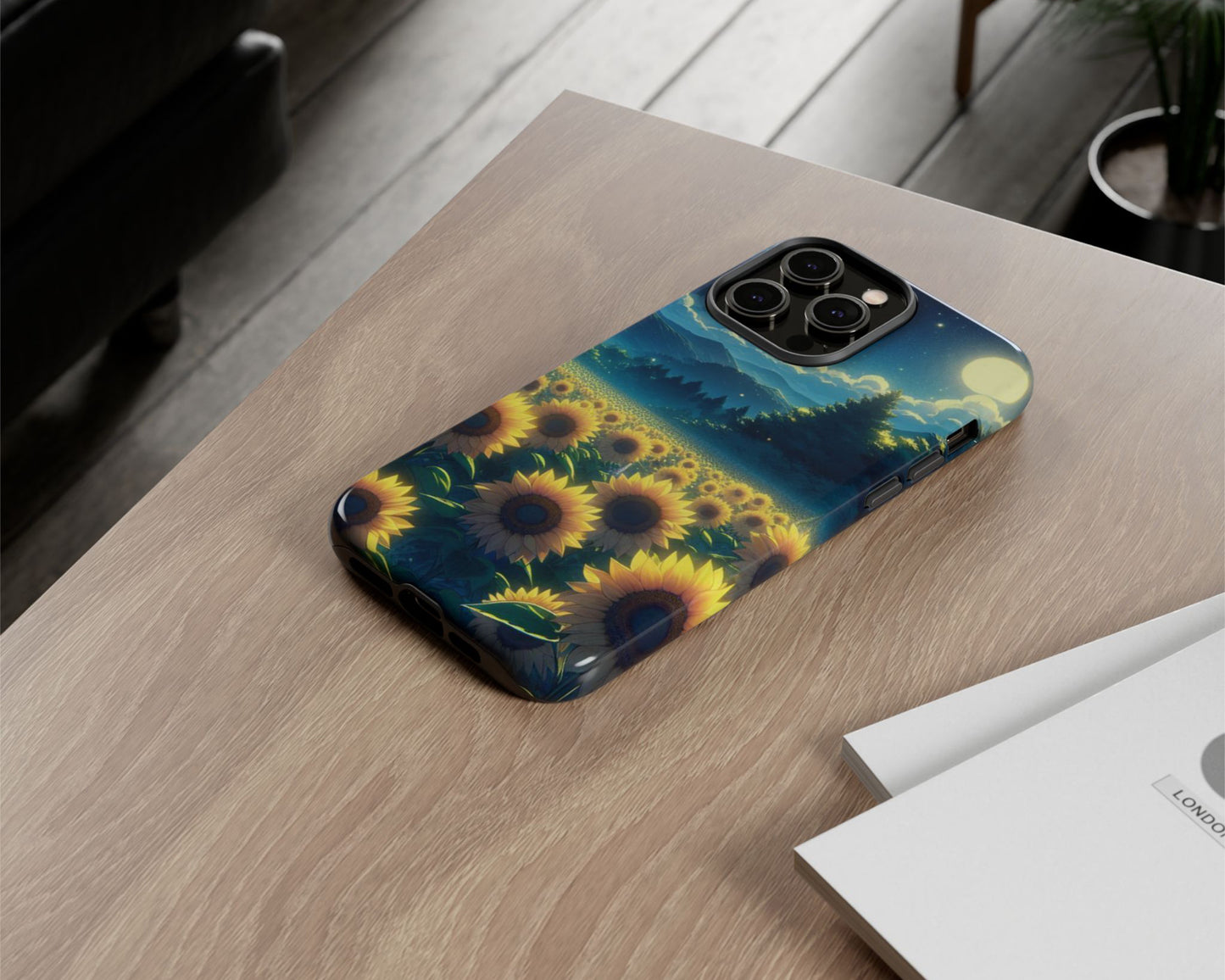 Sunflower fields in anime style iPhone case