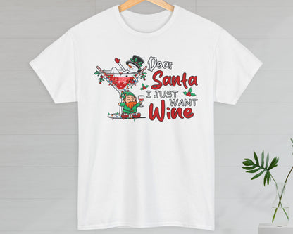 Dear Santa I Just Want Wine unisex classic graphic tee