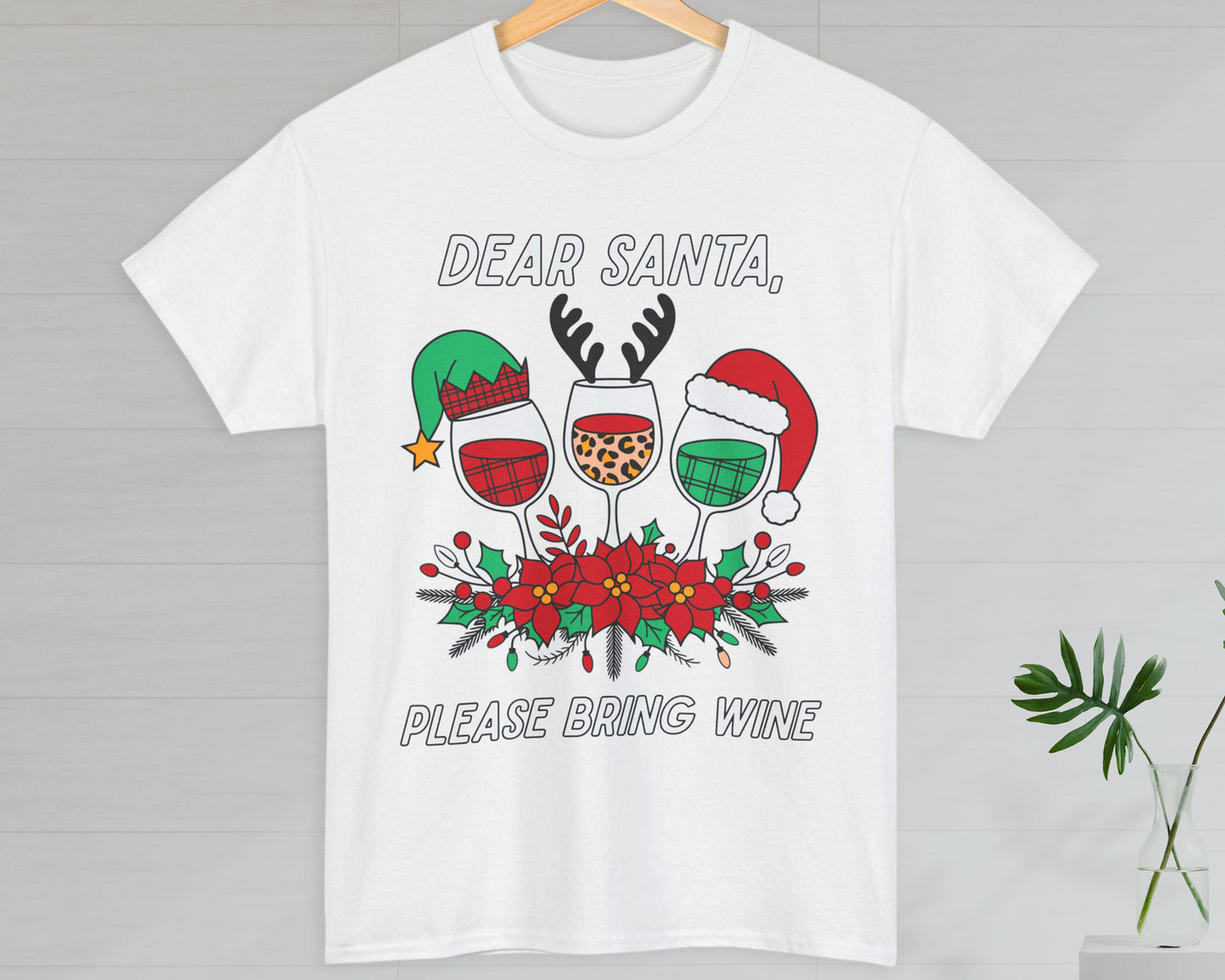 Dear Santa Please Bring Wine unisex classic graphic tee