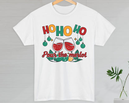 Ho Ho Ho Pour the Merlot unisex classic graphic tee