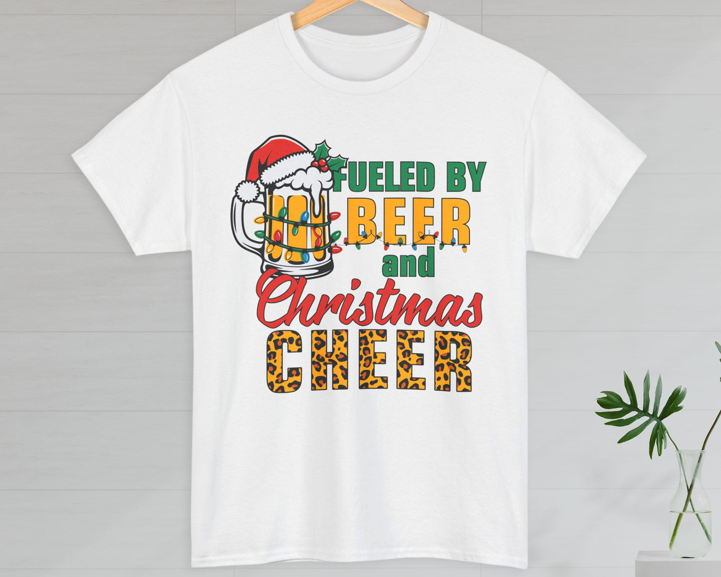 Fueled by Beer and Christmas Cheer unisex classic graphic tee