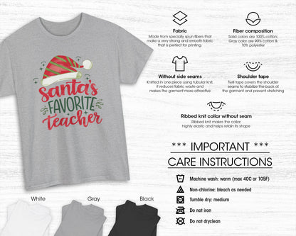 Santa's Favorite Teacher unisex classic graphic tee