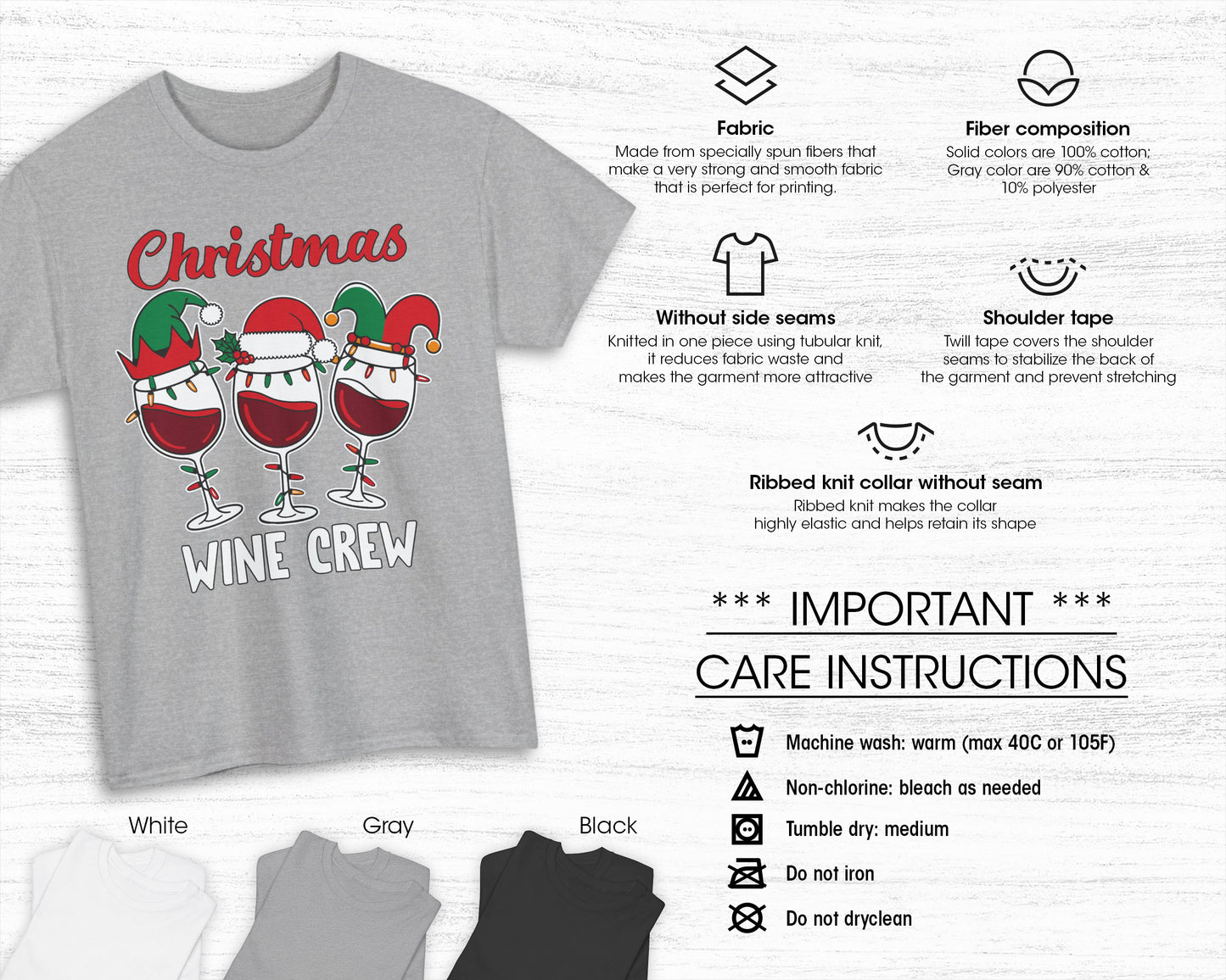 Christmas Wine Crew unisex classic graphic tee