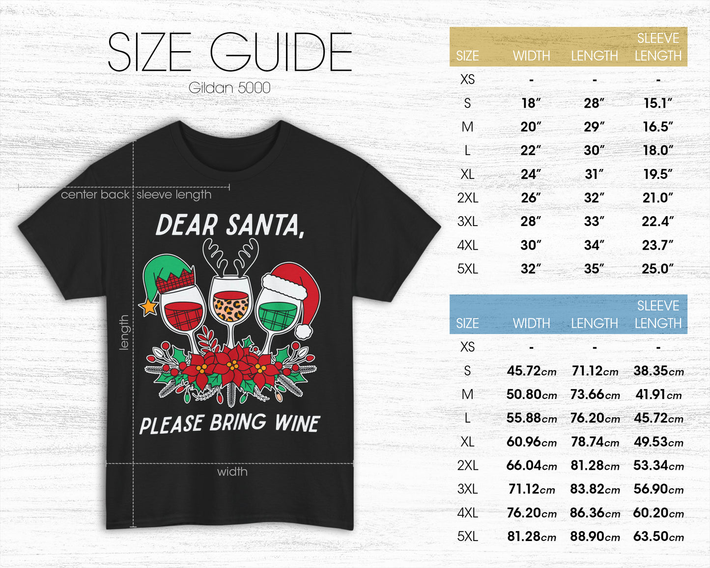 Dear Santa Please Bring Wine unisex classic graphic tee