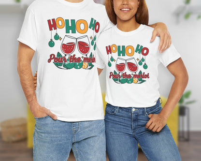 Ho Ho Ho Pour the Merlot unisex classic graphic tee