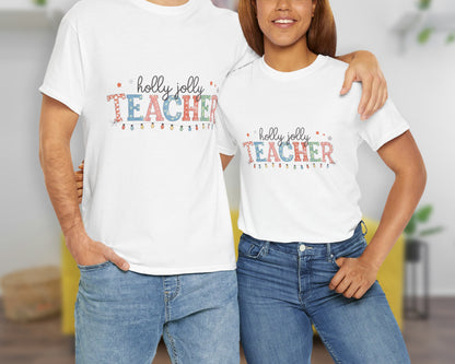 Holly Jolly Teacher unisex classic graphic tee