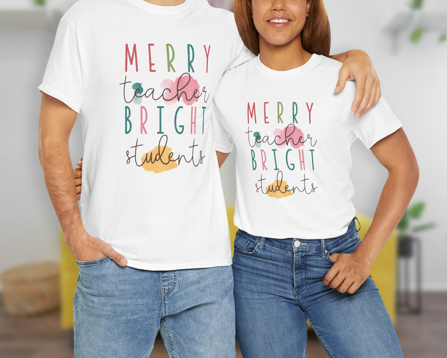 Merry Teacher Bright Students unisex classic graphic tee