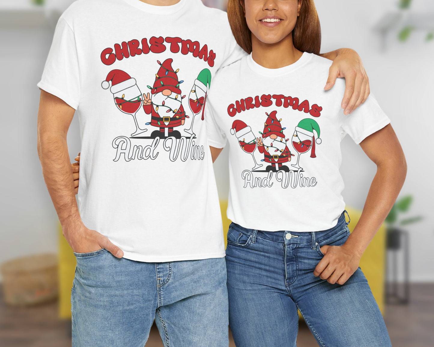 Christmas and Wine unisex classic graphic tee