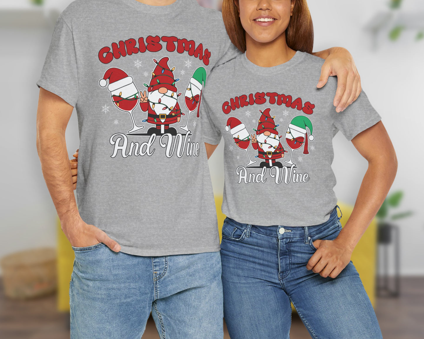 Christmas and Wine unisex classic graphic tee