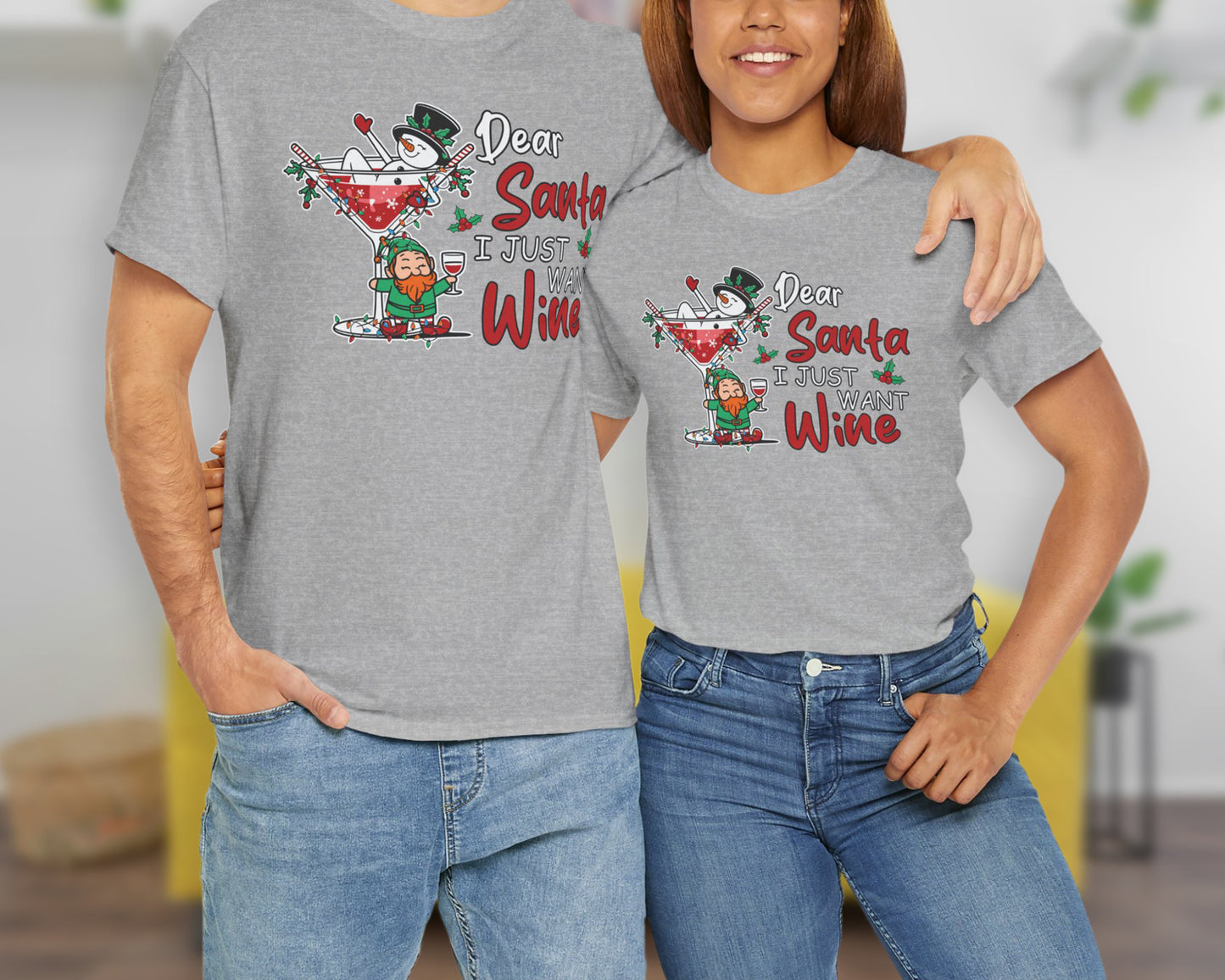 Dear Santa I Just Want Wine unisex classic graphic tee